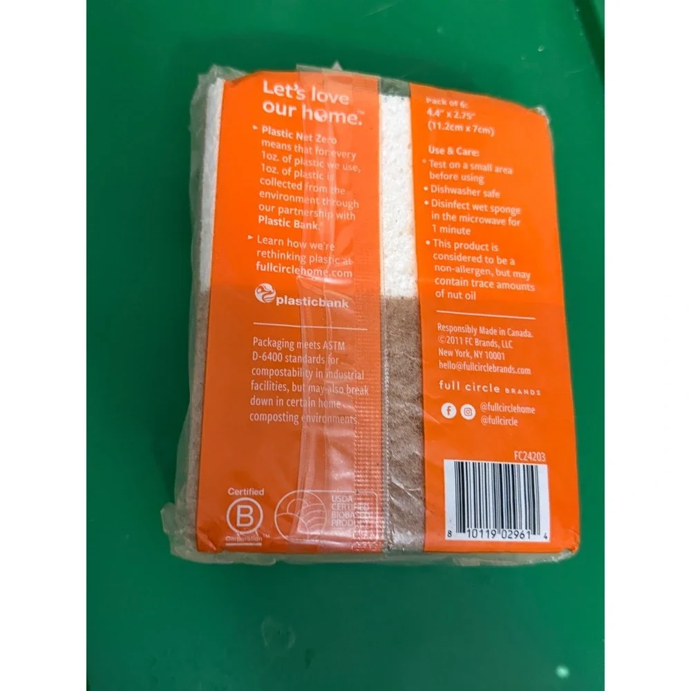 Full Circle In A Nutshell Walnut Scrubber Sponges 6 Pack FC24203‎ Eco Friendly